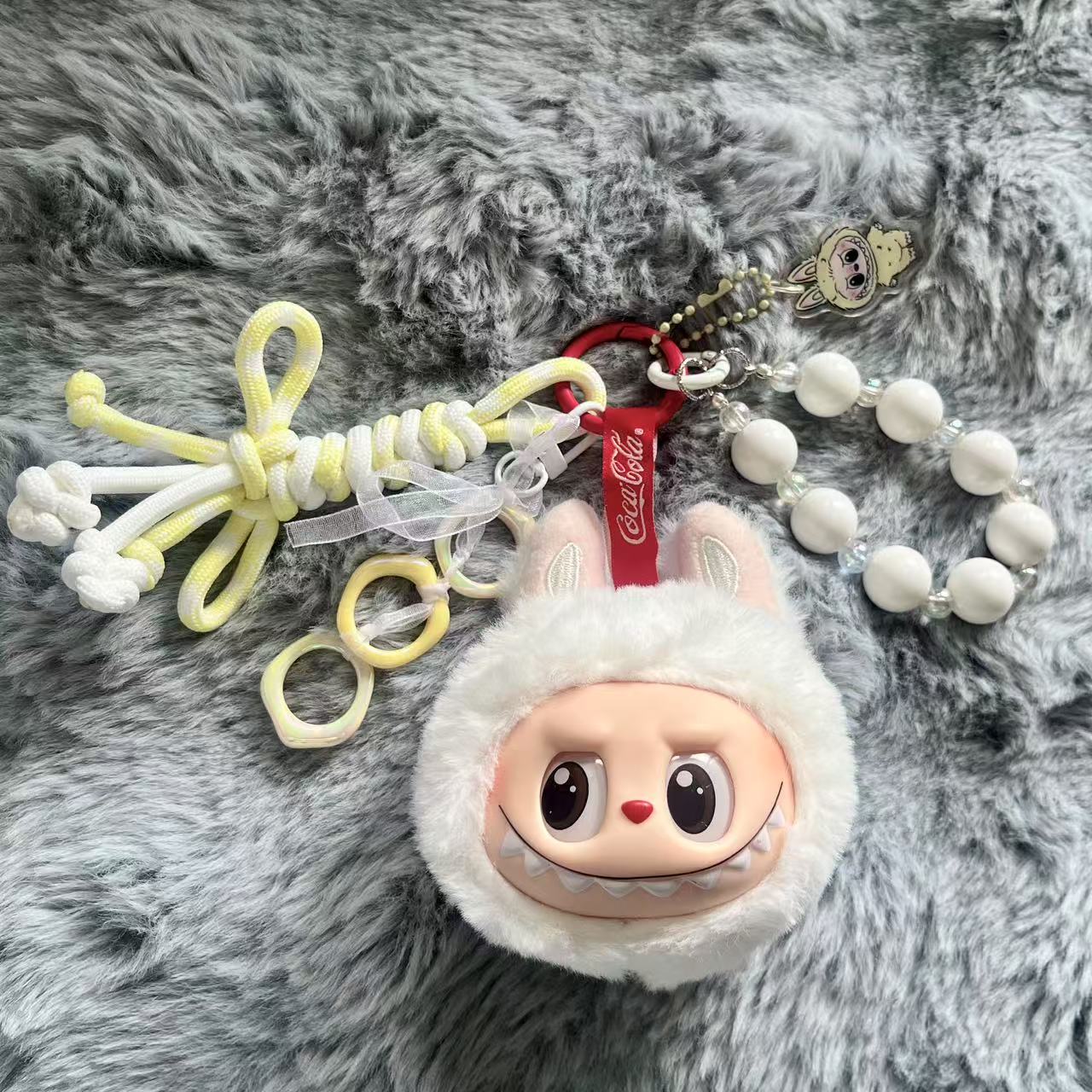 Handmade Labubu Plush Head Keychain - Cute Bag Charm for Collectors - Bag Charm Gift