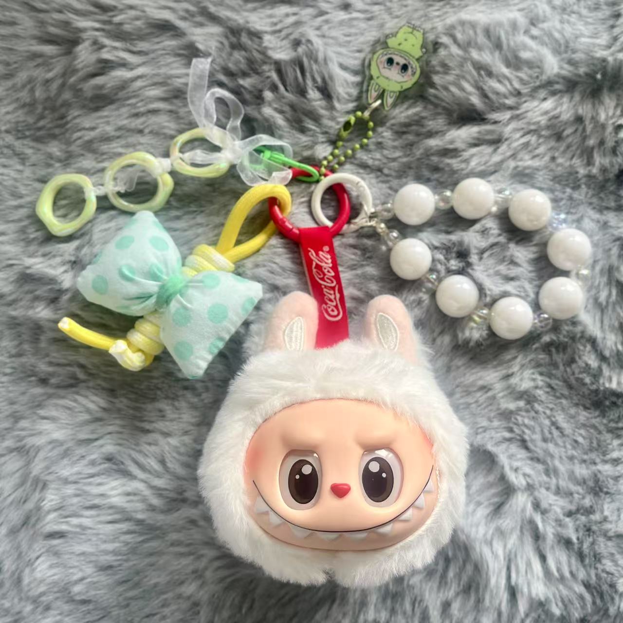 Handmade Labubu Plush Head Keychain - Cute Bag Charm for Collectors - Bag Charm Gift