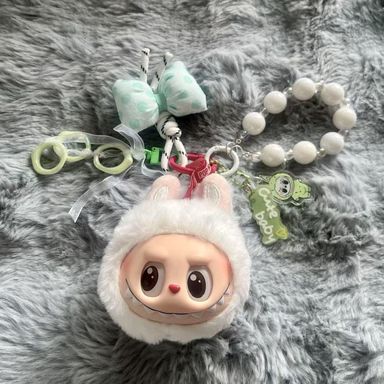Handmade Labubu Plush Head Keychain - Cute Bag Charm for Collectors - Bag Charm Gift