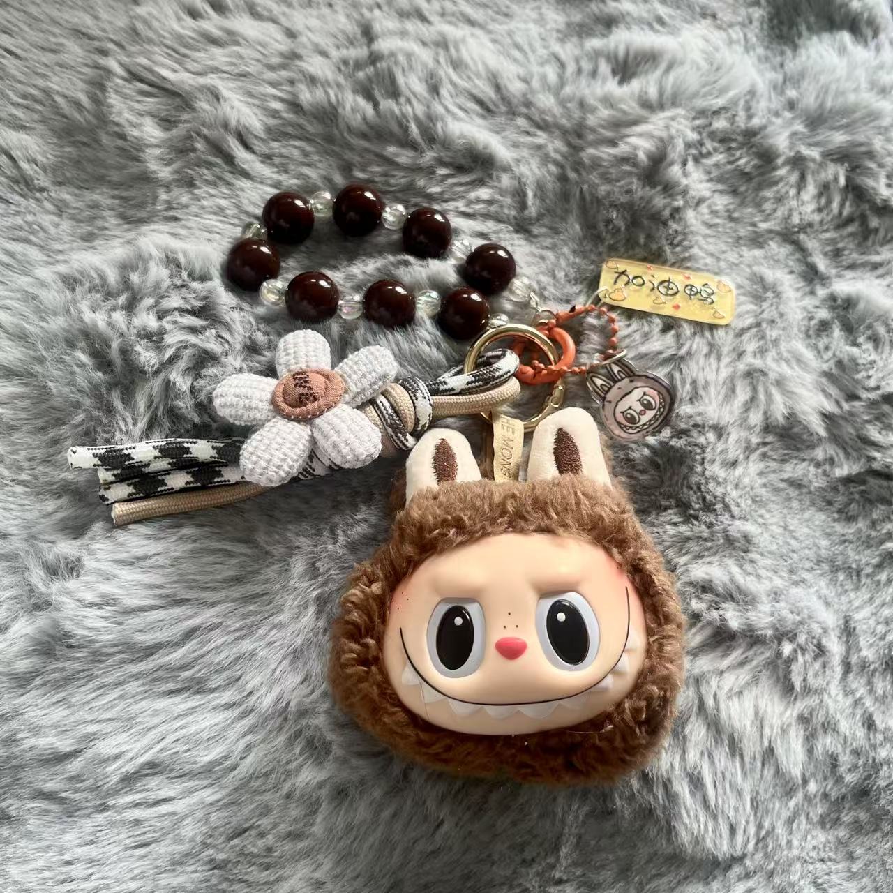 Handmade Labubu Plush Head Keychain - Cute Bag Charm for Collectors - Bag Charm Gift