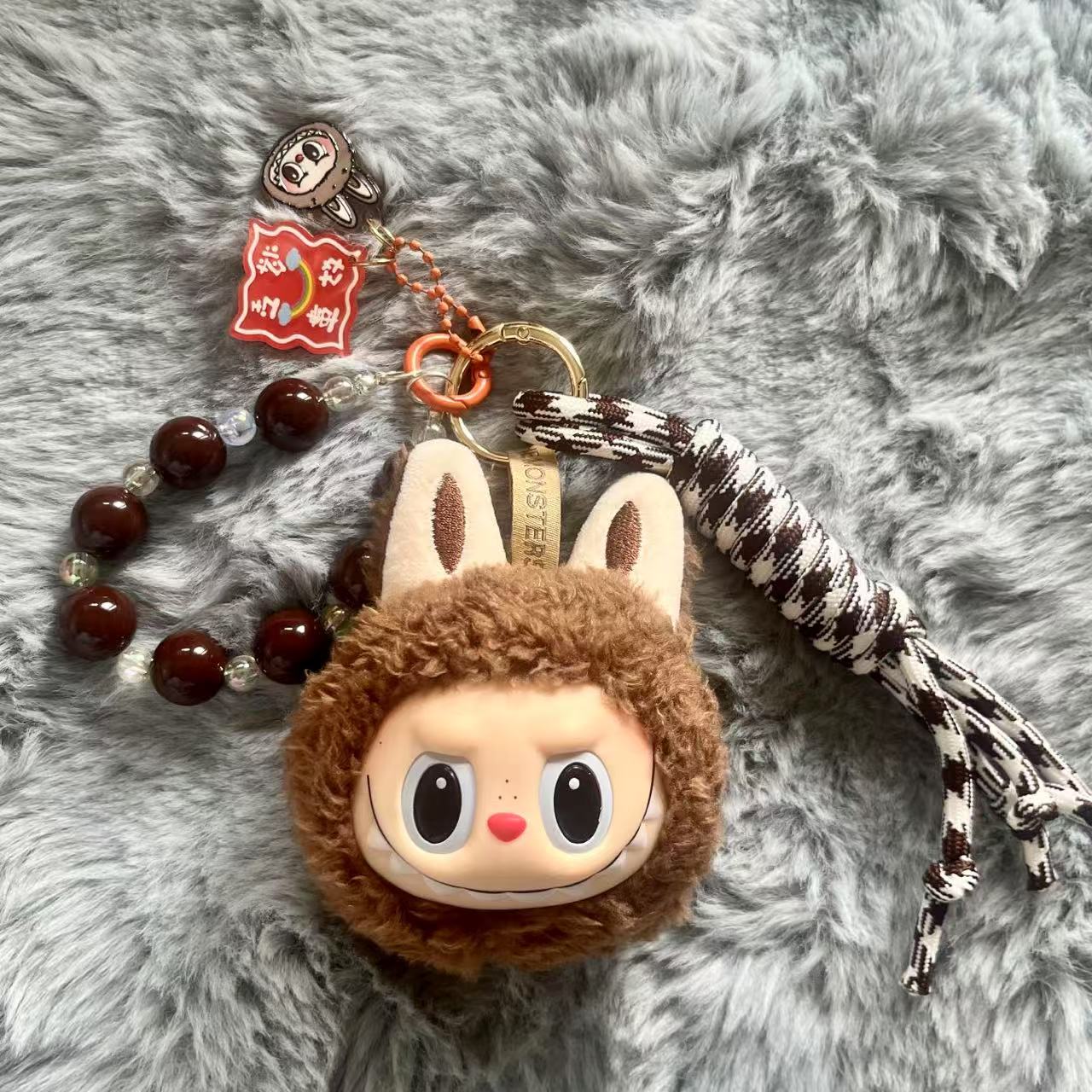Handmade Labubu Plush Head Keychain - Cute Bag Charm for Collectors - Bag Charm Gift