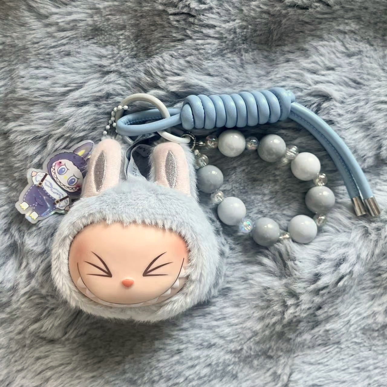 Handmade Labubu Plush Head Keychain - Cute Bag Charm for Collectors - Bag Charm Gift