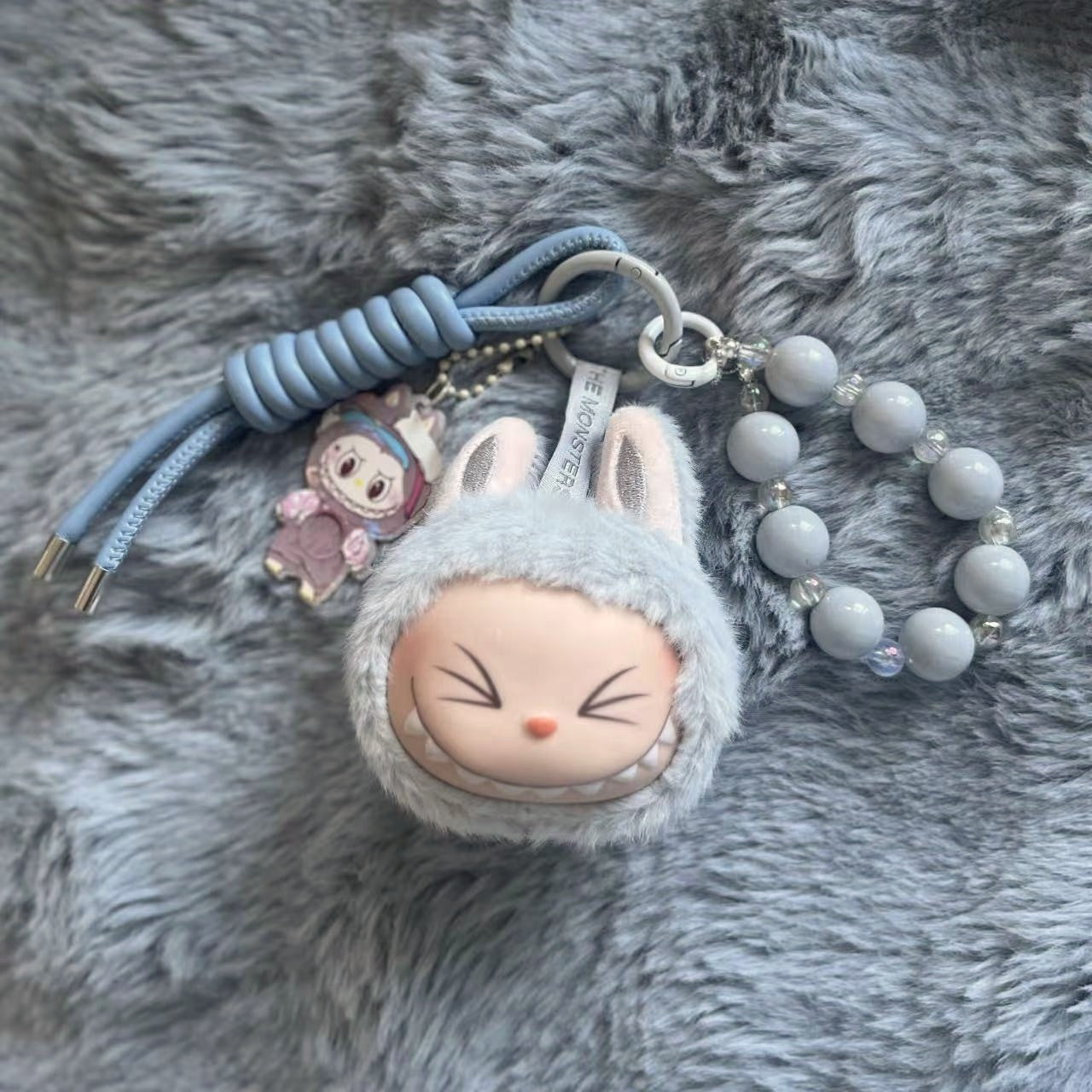 Handmade Labubu Plush Head Keychain - Cute Bag Charm for Collectors - Bag Charm Gift