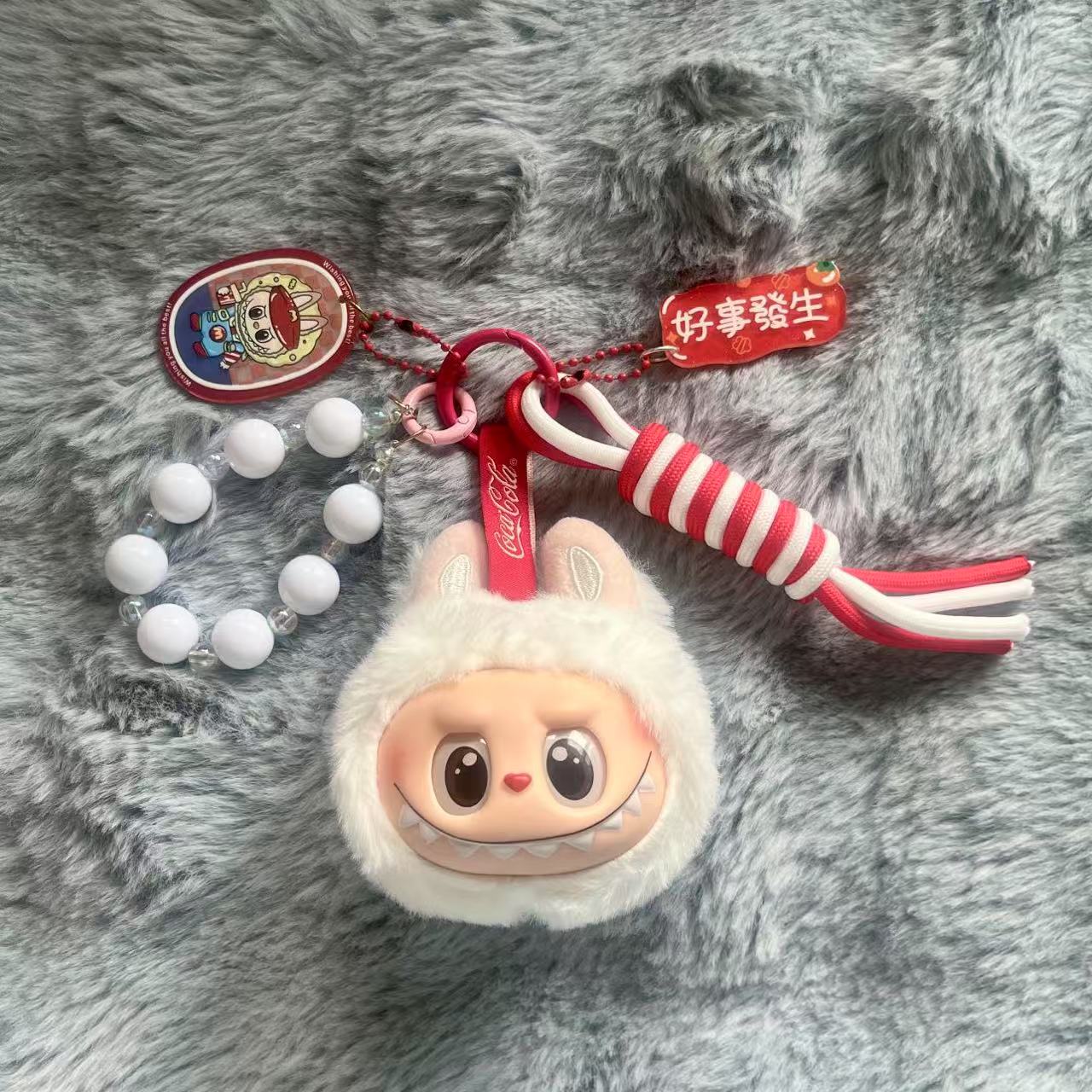 Handmade Labubu Plush Head Keychain - Cute Bag Charm for Collectors - Bag Charm Gift