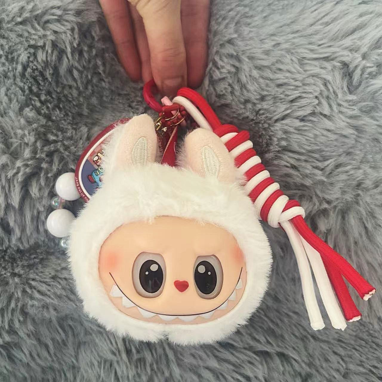 Handmade Labubu Plush Head Keychain - Cute Bag Charm for Collectors - Bag Charm Gift