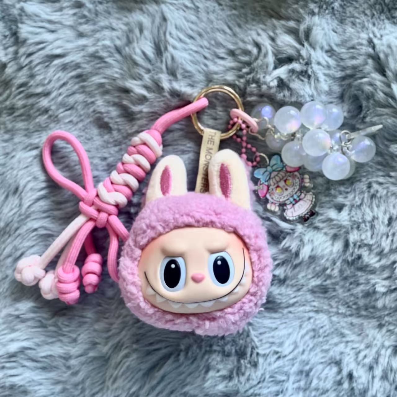 Handmade Labubu Plush Head Keychain - Cute Bag Charm for Collectors - Bag Charm Gift