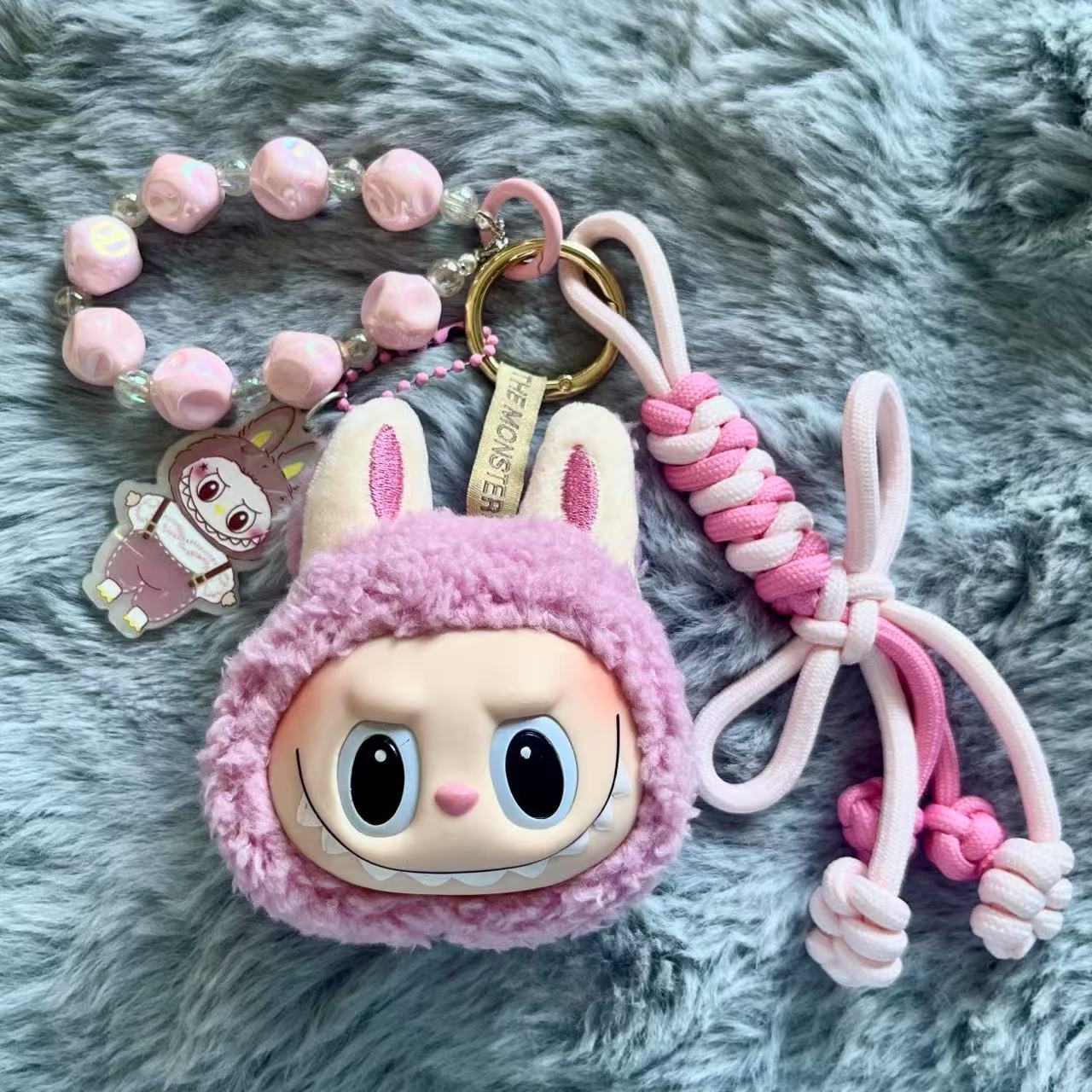 Handmade Labubu Plush Head Keychain - Cute Bag Charm for Collectors - Bag Charm Gift