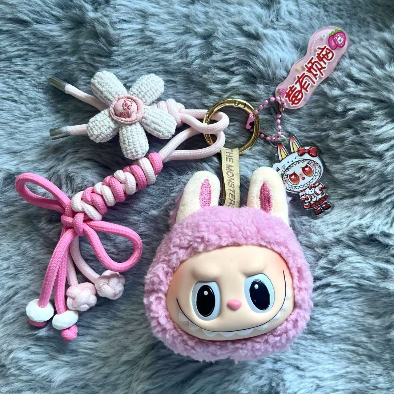 Handmade Labubu Plush Head Keychain - Cute Bag Charm for Collectors - Bag Charm Gift