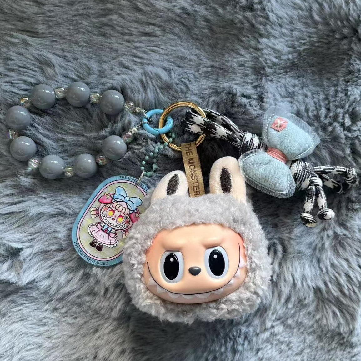 Handmade Labubu Plush Head Keychain - Cute Bag Charm for Collectors - Bag Charm Gift