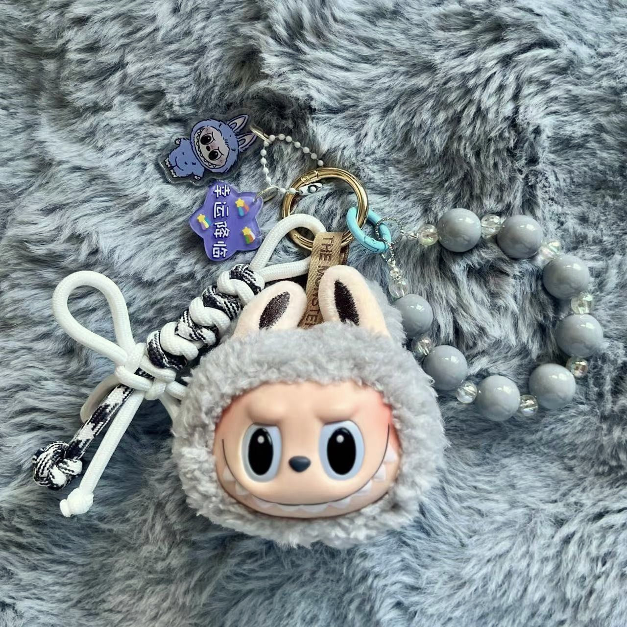 Handmade Labubu Plush Head Keychain - Cute Bag Charm for Collectors - Bag Charm Gift