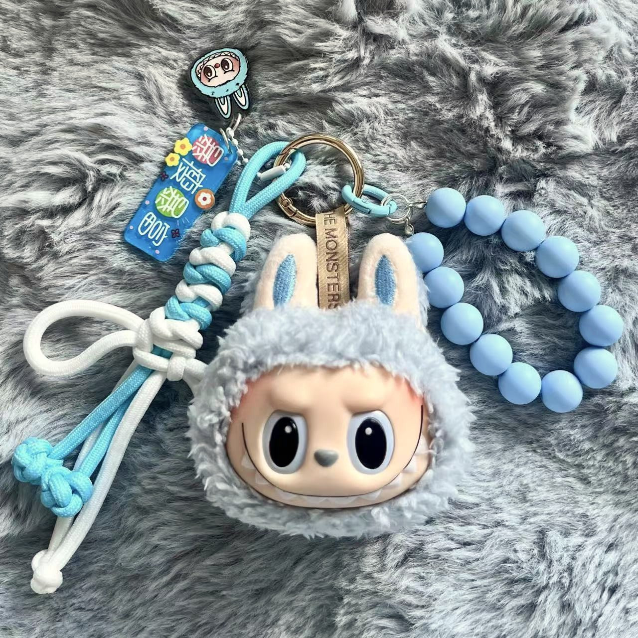 Handmade Labubu Plush Head Keychain - Cute Bag Charm for Collectors - Bag Charm Gift