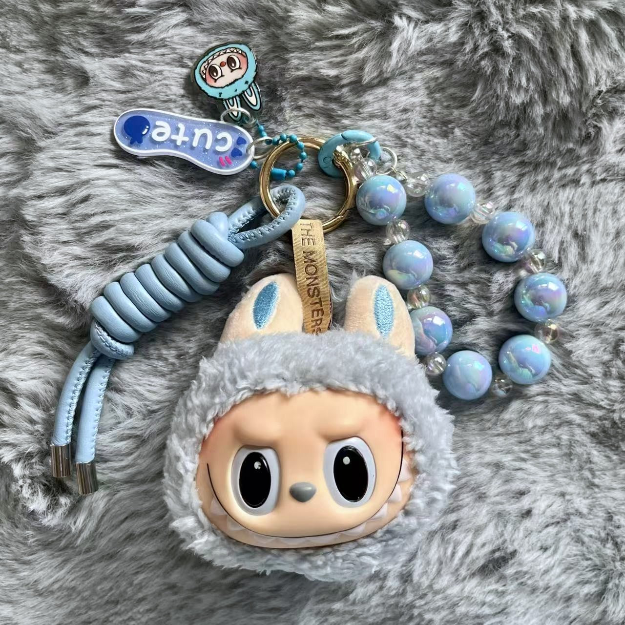 Handmade Labubu Plush Head Keychain - Cute Bag Charm for Collectors - Bag Charm Gift