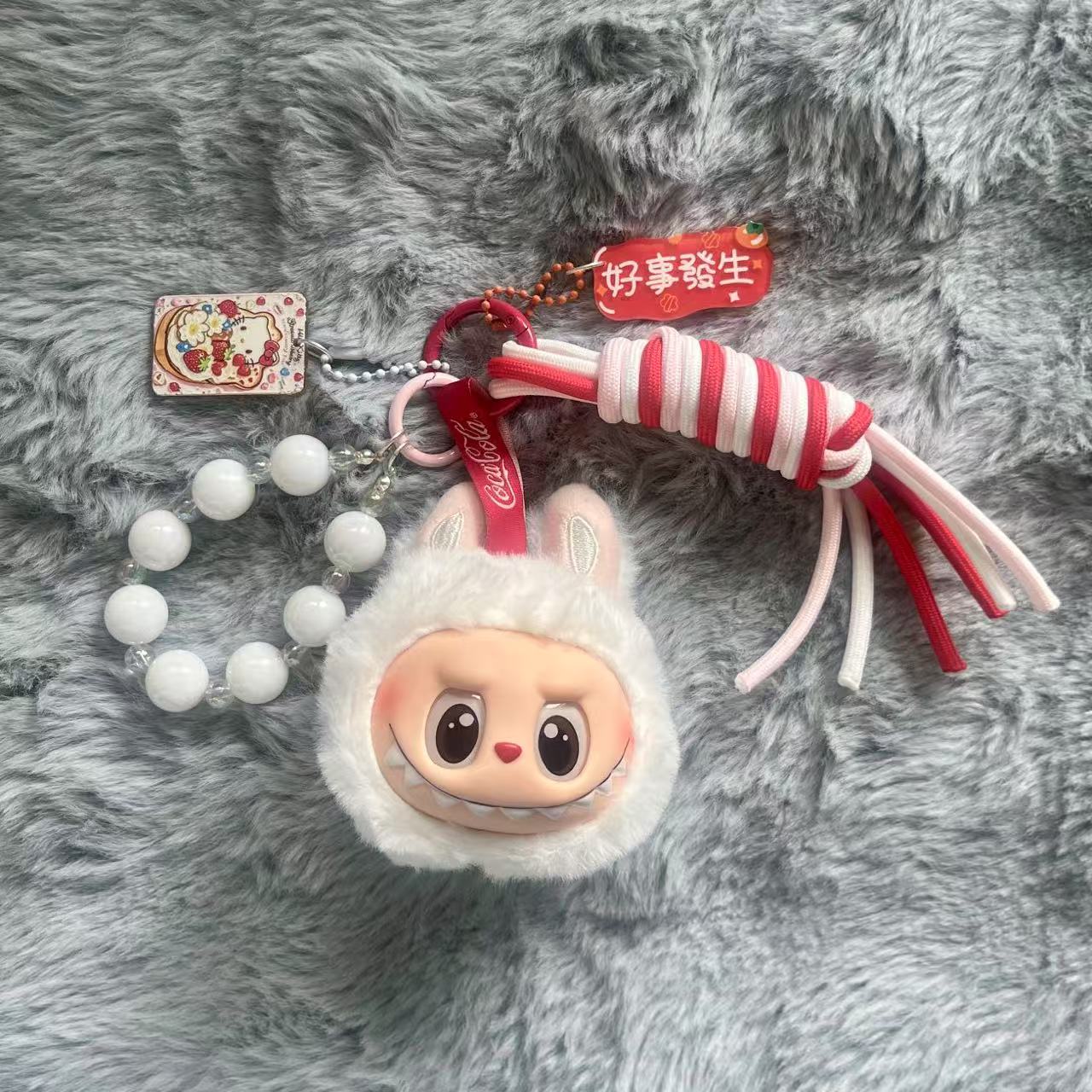 Handmade Labubu Plush Head Keychain - Cute Bag Charm for Collectors - Bag Charm Gift