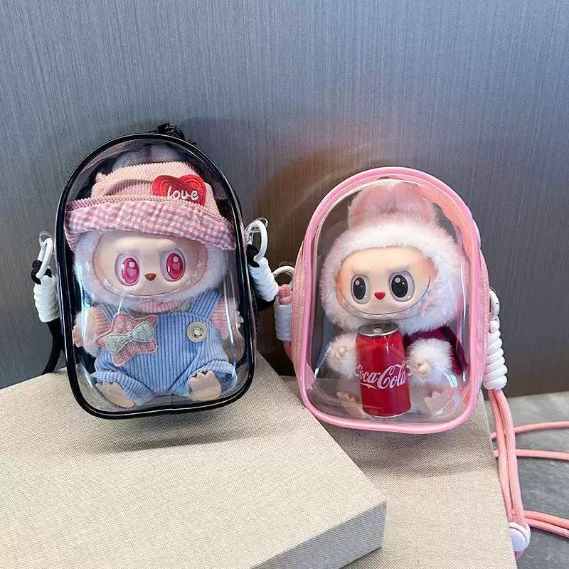 Clear Backpack for Dolls - Transparent Shoulder Bag with Adjustable Strap