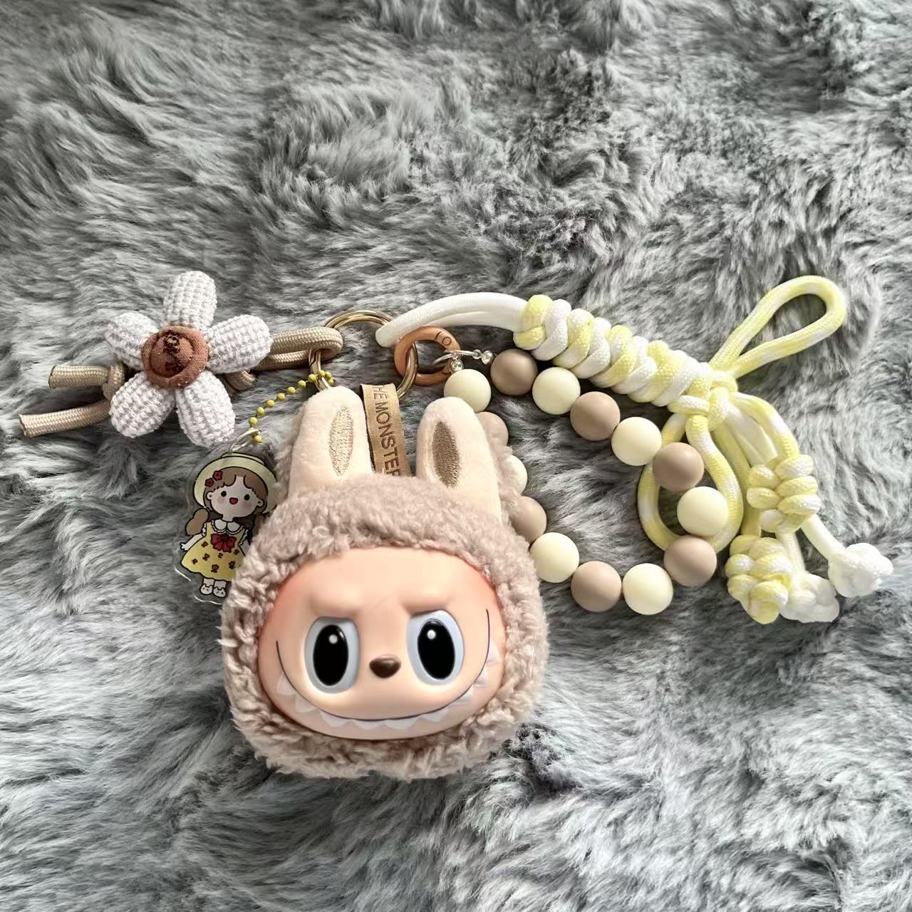Handmade Labubu Plush Head Keychain - Cute Bag Charm for Collectors - Bag Charm Gift