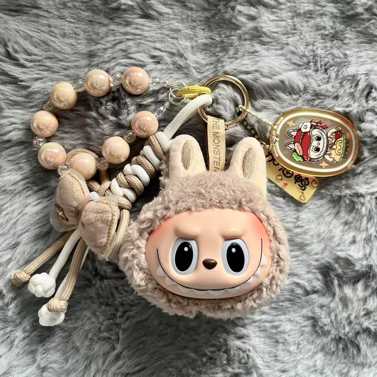 Handmade Labubu Plush Head Keychain - Cute Bag Charm for Collectors - Bag Charm Gift
