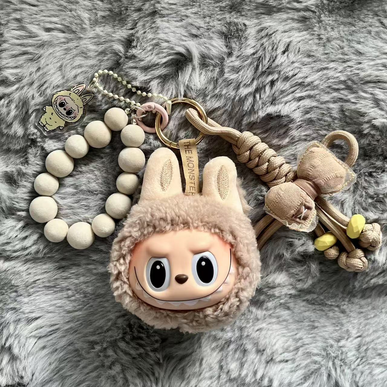 Handmade Labubu Plush Head Keychain - Cute Bag Charm for Collectors - Bag Charm Gift