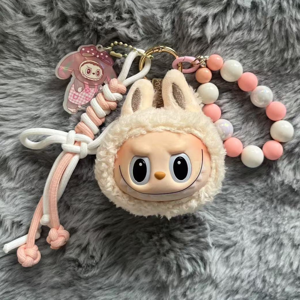Handmade Labubu Plush Head Keychain - Cute Bag Charm for Collectors - Bag Charm Gift