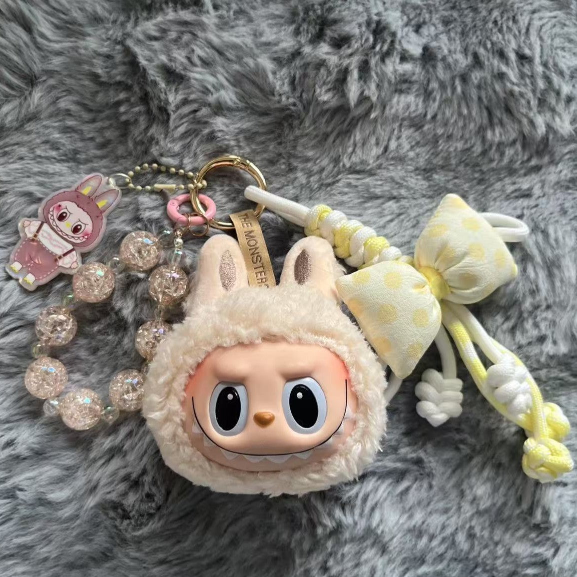 Handmade Labubu Plush Head Keychain - Cute Bag Charm for Collectors - Bag Charm Gift