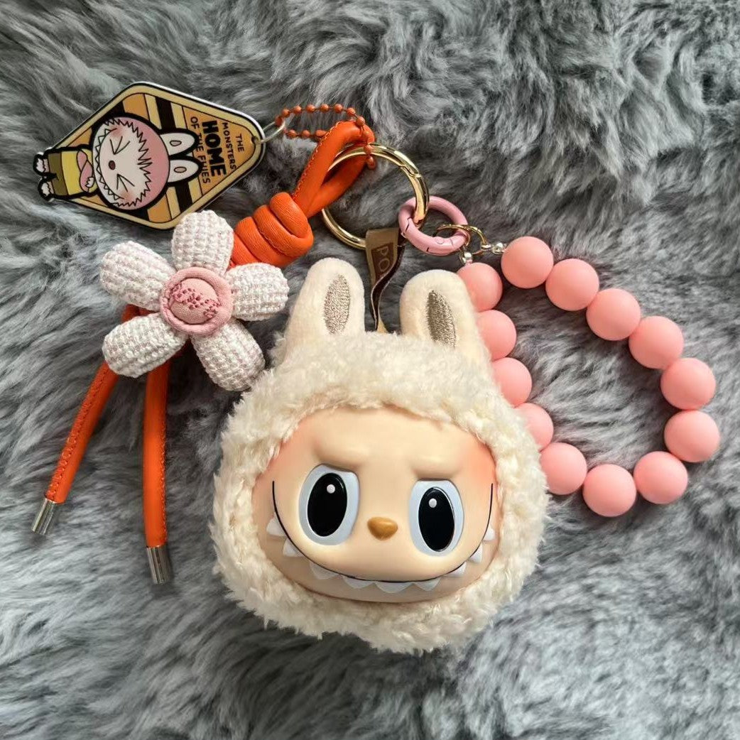 Handmade Labubu Plush Head Keychain - Cute Bag Charm for Collectors - Bag Charm Gift