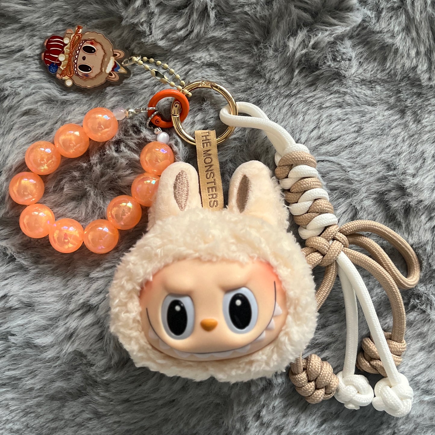 Handmade Labubu Plush Head Keychain - Cute Bag Charm for Collectors - Bag Charm Gift