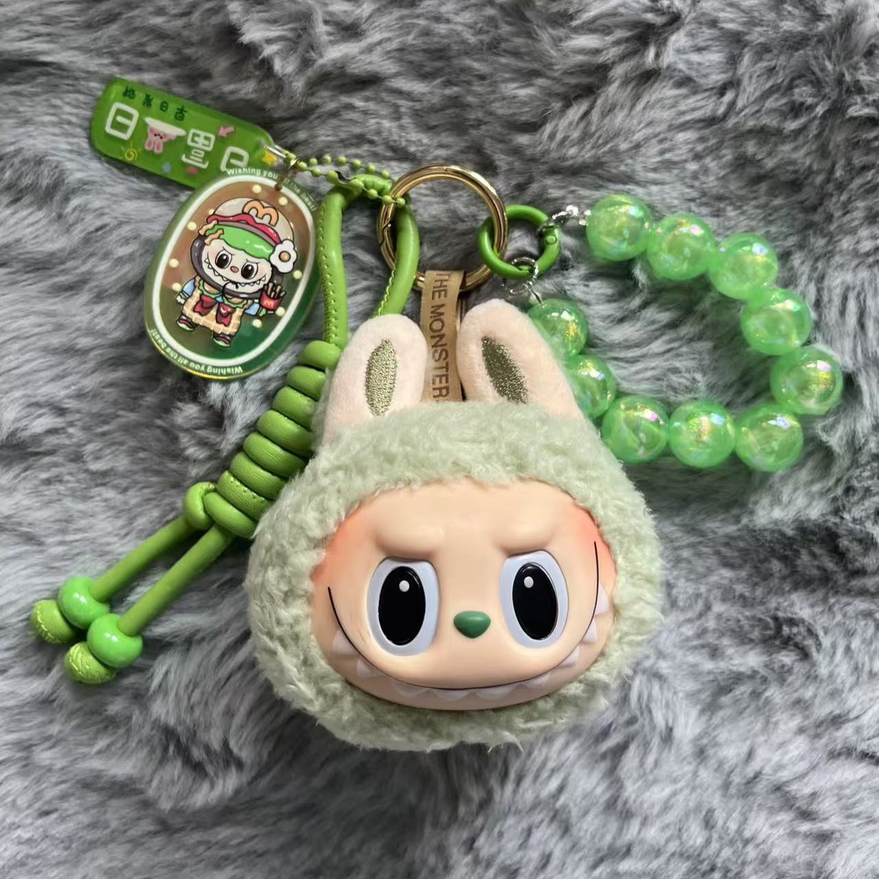 Handmade Labubu Plush Head Keychain - Cute Bag Charm for Collectors - Bag Charm Gift