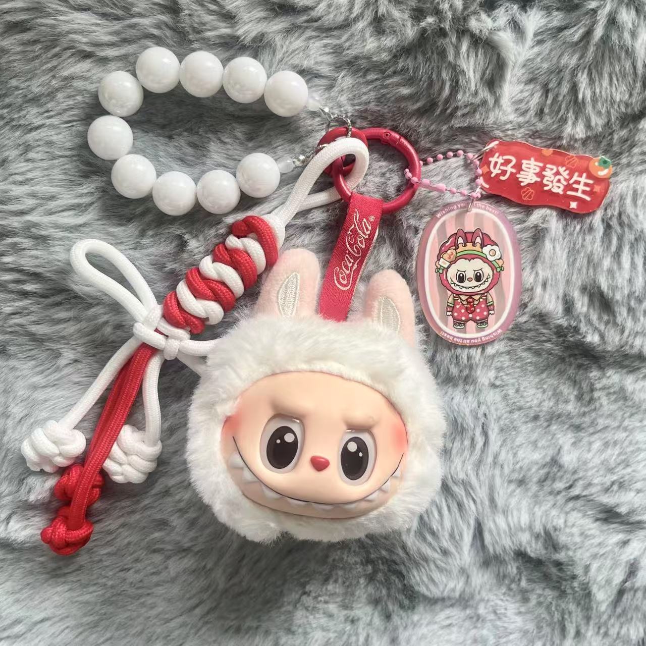 Handmade Labubu Plush Head Keychain - Cute Bag Charm for Collectors - Bag Charm Gift
