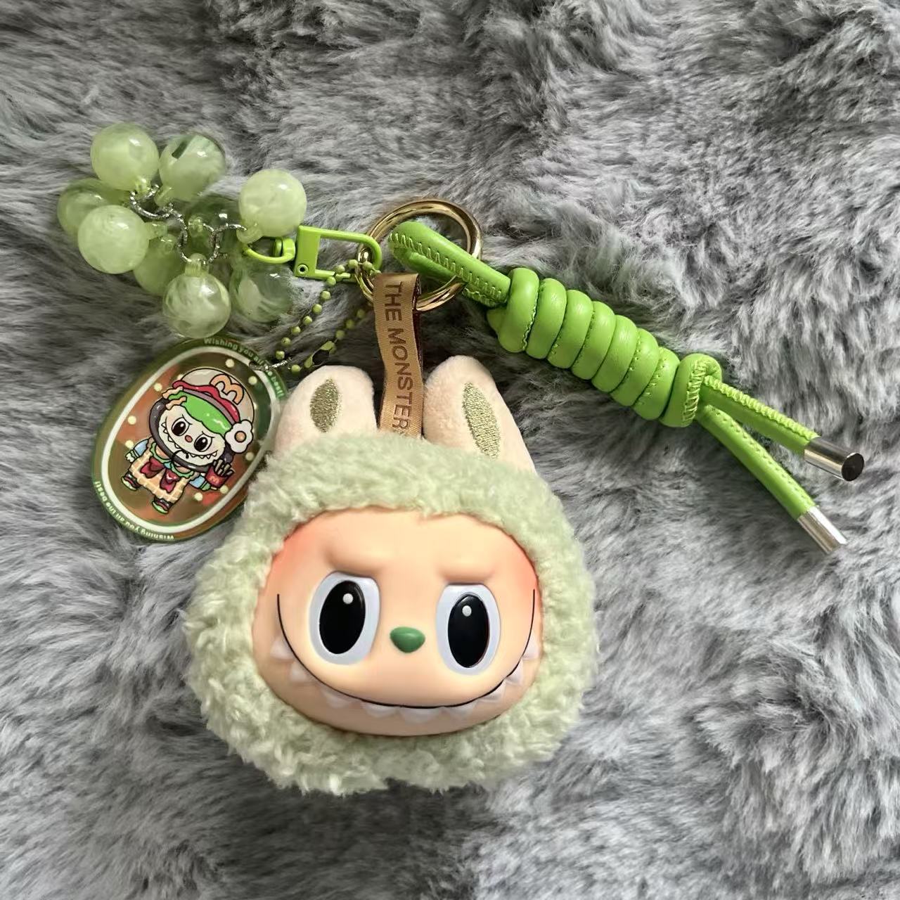Handmade Labubu Plush Head Keychain - Cute Bag Charm for Collectors - Bag Charm Gift