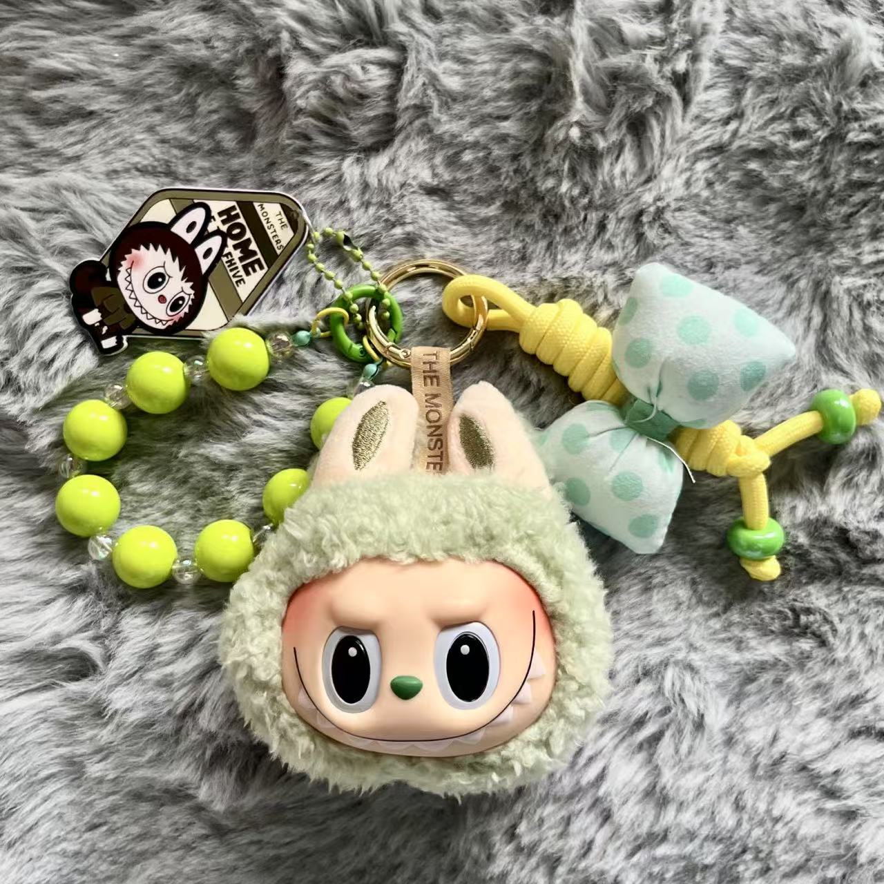 Handmade Labubu Plush Head Keychain - Cute Bag Charm for Collectors - Bag Charm Gift