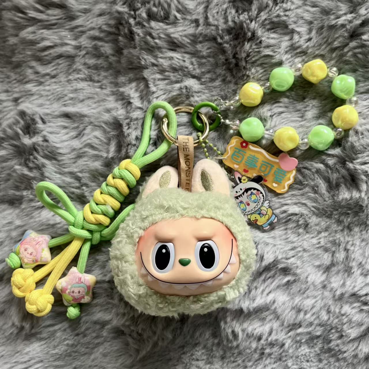 Handmade Labubu Plush Head Keychain - Cute Bag Charm for Collectors - Bag Charm Gift