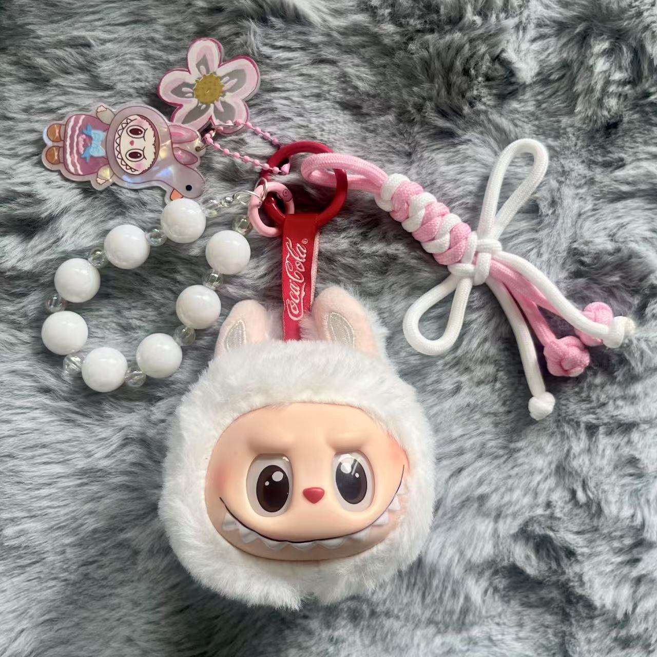Handmade Labubu Plush Head Keychain - Cute Bag Charm for Collectors - Bag Charm Gift