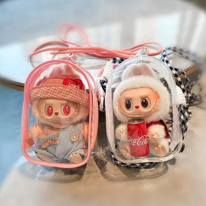 Clear Backpack for Dolls - Transparent Shoulder Bag with Adjustable Strap