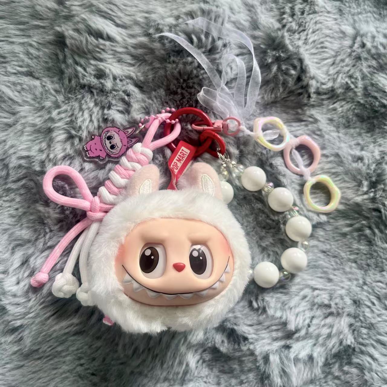 Handmade Labubu Plush Head Keychain - Cute Bag Charm for Collectors - Bag Charm Gift
