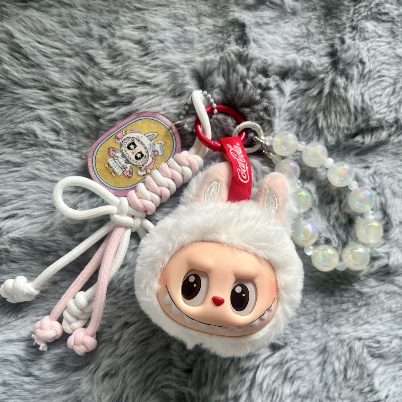 Handmade Labubu Plush Head Keychain - Cute Bag Charm for Collectors - Bag Charm Gift