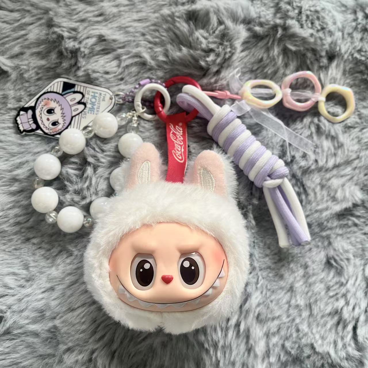 Handmade Labubu Plush Head Keychain - Cute Bag Charm for Collectors - Bag Charm Gift