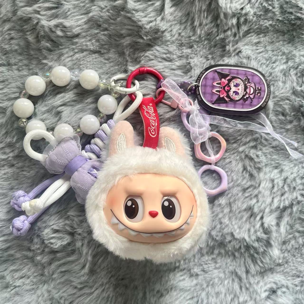 Handmade Labubu Plush Head Keychain - Cute Bag Charm for Collectors - Bag Charm Gift