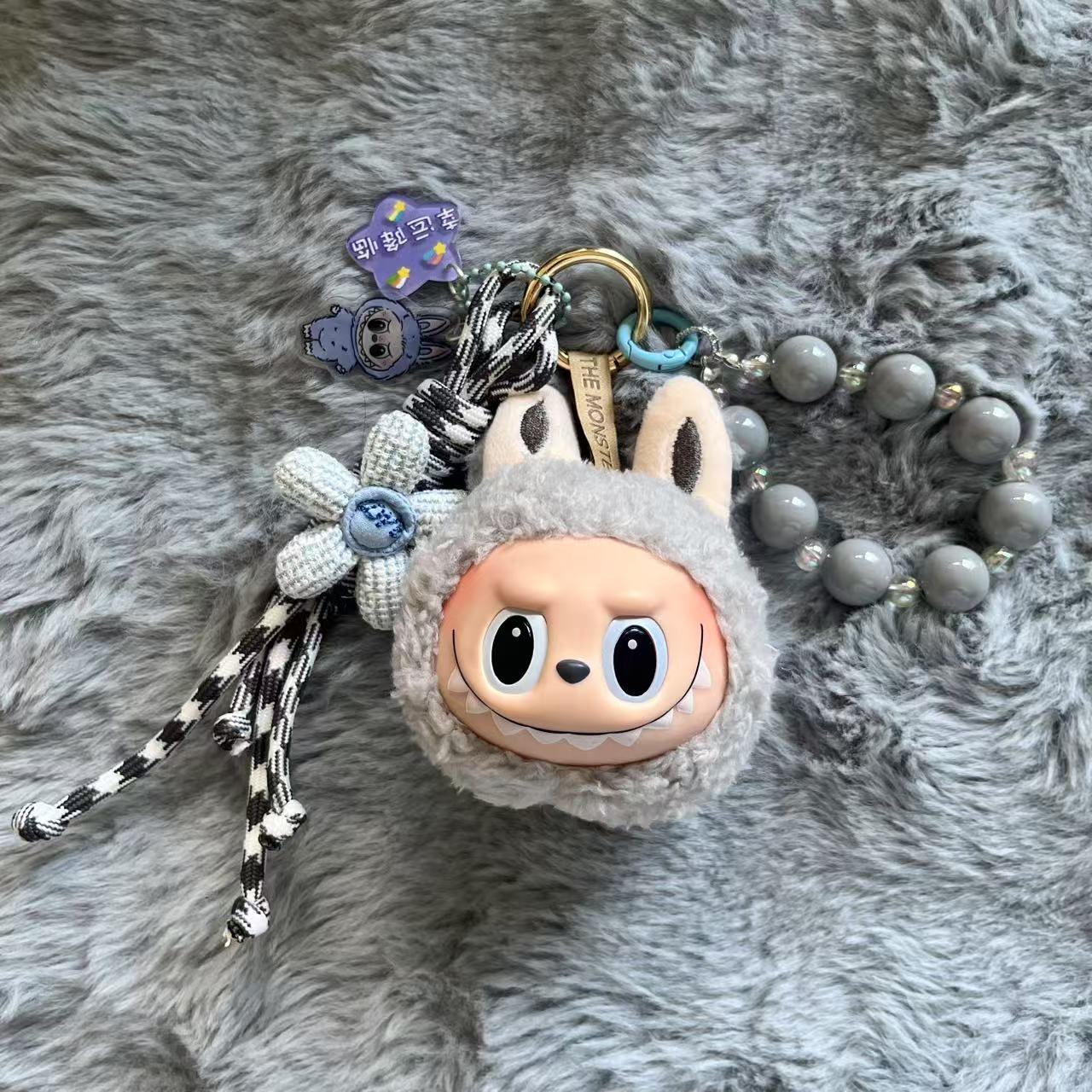 Handmade Labubu Plush Head Keychain - Cute Bag Charm for Collectors -  Bag Charm Gift
