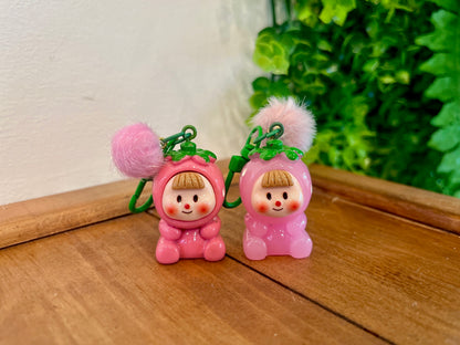 Fruit kid keychain - Glow-in-the-dark Bubble tea keychain - labubu bunny cookies