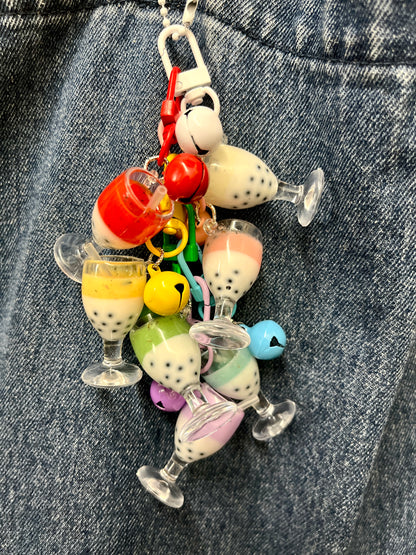 Fruit kid keychain - Glow-in-the-dark Bubble tea keychain - labubu bunny cookies