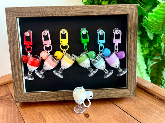 Fruit kid keychain - Glow-in-the-dark Bubble tea keychain - labubu bunny cookies