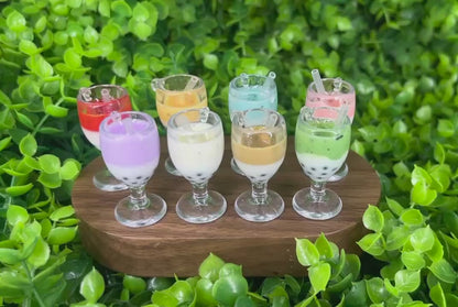 Fruit kid keychain - Glow-in-the-dark Bubble tea keychain - labubu bunny cookies